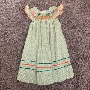 Jungle design Green Smocked Dress